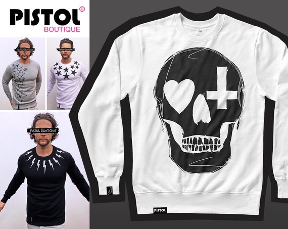 White skull print casual sweatshirt hotsell