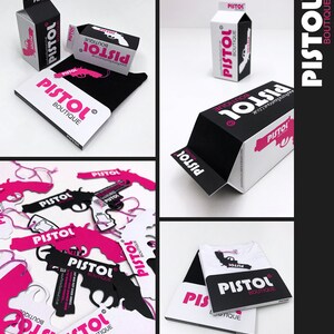 T-shirt Homme Pistol Boutique - Motif Graffiti 'Bisou' Rose - Coupe Ajustée Blanc - Col Rond - Neuf Étiqueté