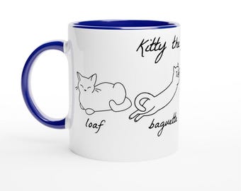 Personalized Bread Cat Mug 11oz Ceramic Mug with Custom Name & Custom Color Inside