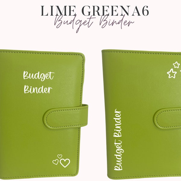 Lime Green A6 Budget Binder • Personalised Ring Binder • Cash Stuffing Sinking Funds Budgeting Binder • Six Ring Budgeting Notebook Cover