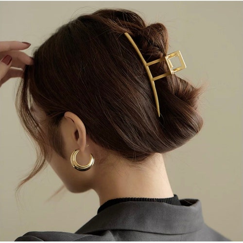 Minimalist Small Geometric Metal Hair Clip/ Gold and Silver Etsy