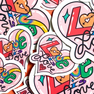 Love is Love Pride Sticker | Hand Designed Waterproof Stickers for Laptop, Phone, Water Bottle