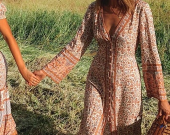 Boho Maxi Dress Long Sleeve - Etsy