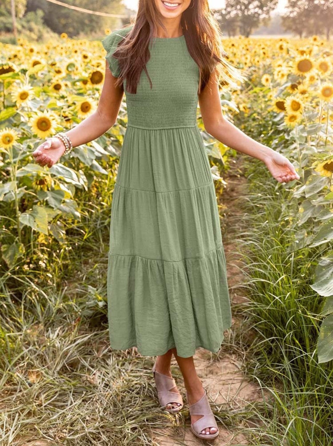 Womens Long A-line Dress Tiered Maxi Dress Summer Autumn - Etsy