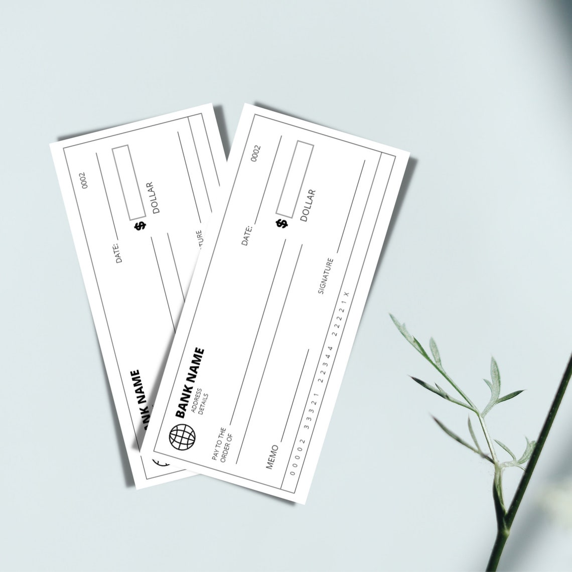 Blank Check Template Editable Cheque Template Printable Etsy Canada