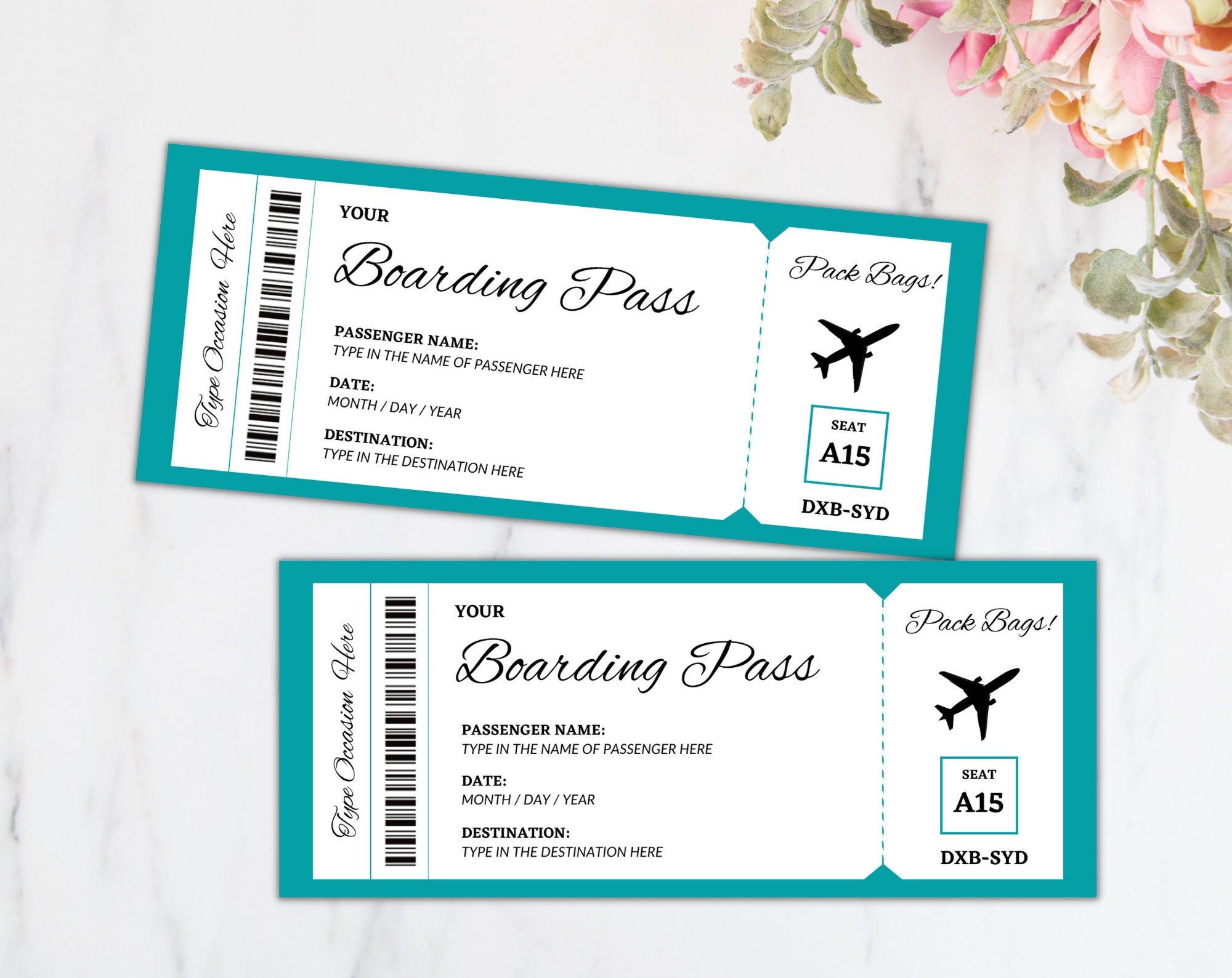 Editable Boarding Pass Template Surprise Boarding Pass Etsy Canada