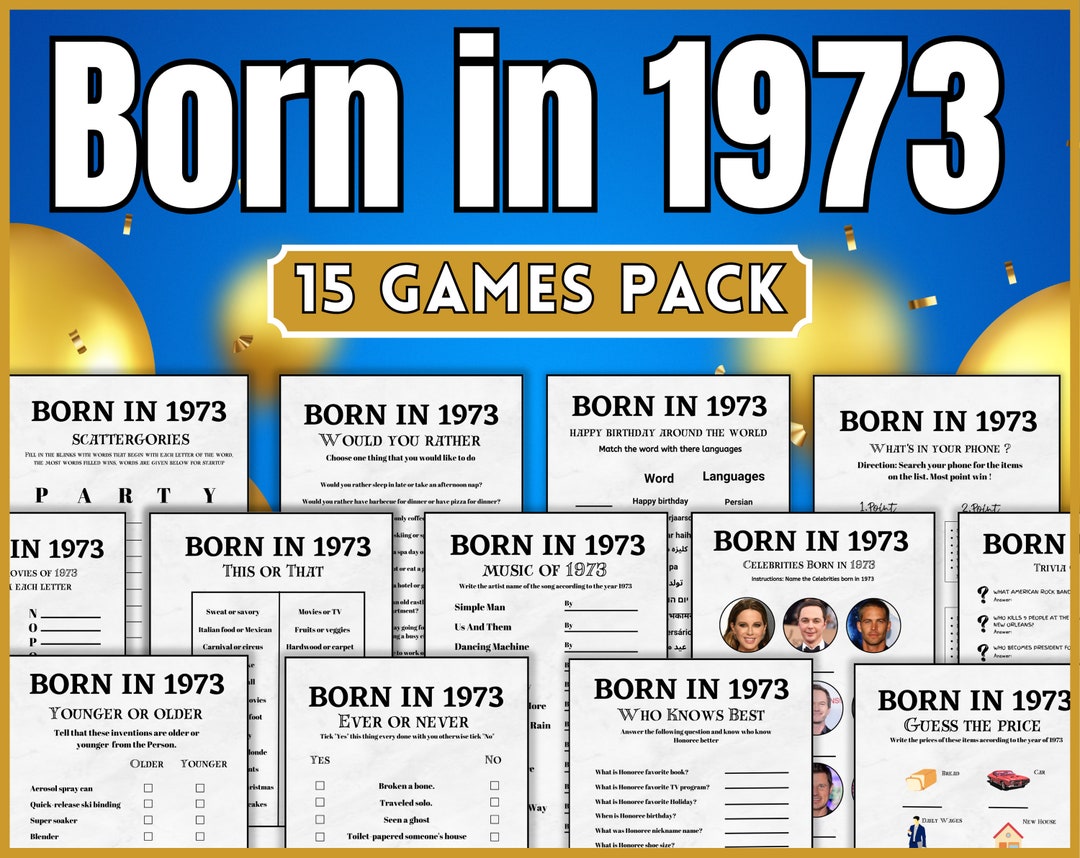50th Birthday Games For Her Born In 1973 Games Bundle Etsy