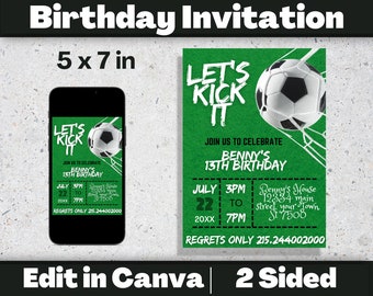 Soccer Party Invite - Etsy