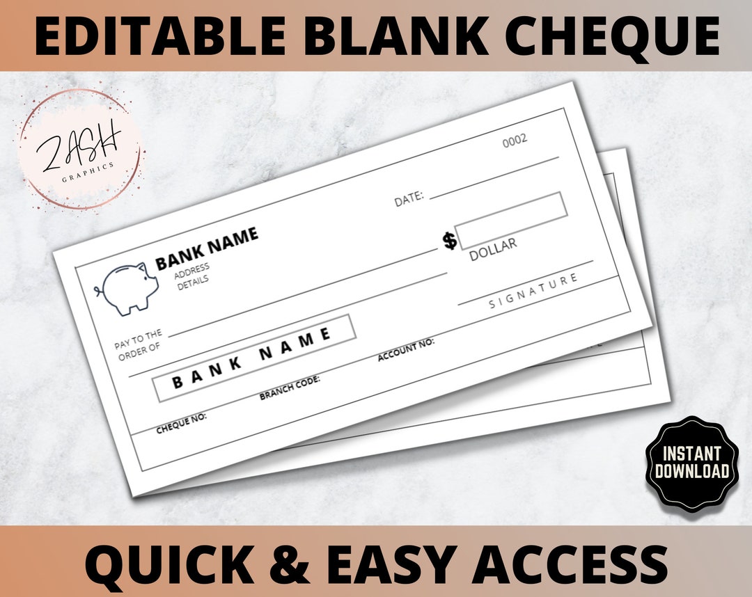 Cheque Template Editable Canadian Blank Cheque Template Editable Blank Cheque Printable - Etsy Canada