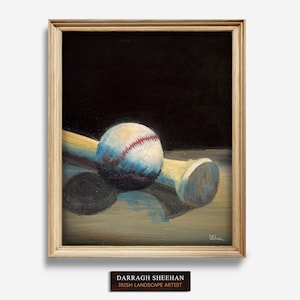 Impressão de Belas Artes de Pintura a Óleo de Beisebol | Assinado | Artista Darragh Sheehan