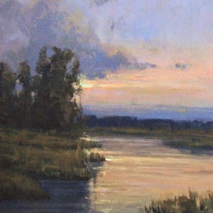 30x24 Oil Painting &quot;Quiet Reflection&quot; – Original Western Landscape Art – Sunset on Stretched Canvas