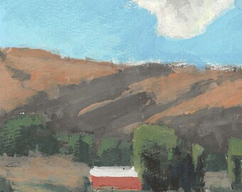 Soda Springs Barn Original Gouache Painting (8x6 gouache on watercolor paper)