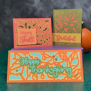 Fall Leaves Card Kit SVG: Slimline & A2 Digital Files (Cricut, Silhouette, ScanNCut)