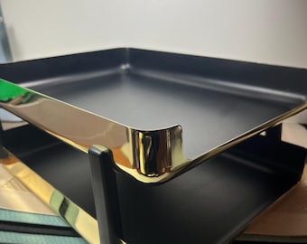 1984 Gold Brass Eldon Emphasis 6000 File Tray Organizer Executive Desktop 2 Tier