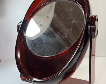 VTG 60S/70S FREESTANDING/ Wall Mount SWIVELING Vanity Mirror Brown Plastic