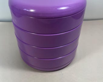 Vintage Interdesign Swivel Desk Jewelry Organizer Purple Plastic USA MCM w/ Top