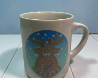 Denny's Restaurant Ware Reindeer Mug Cup Coffee Tea Diner Christmas Rudolph 8oz