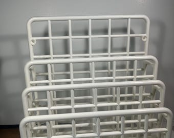 1980's White Yaffa Desk Catch All Storage Organizer Wall Mount/Free Stand