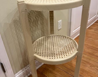 Vintage Stacking Plastic Plant Stands Beige Removable Legs Woven Top