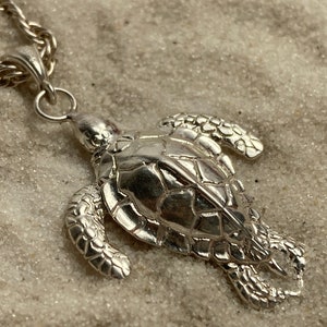 Sea Turtle Pendant One-Sided Sterling Silver