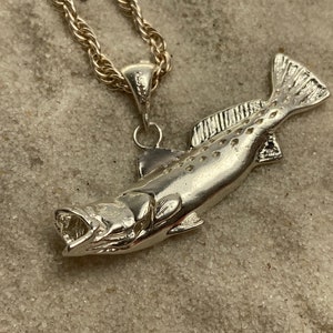 Trout Fish Pendant Sterling Silver