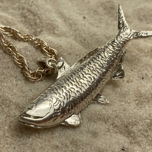 Tarpon Fish Pendant One-Sided Sterling Silver
