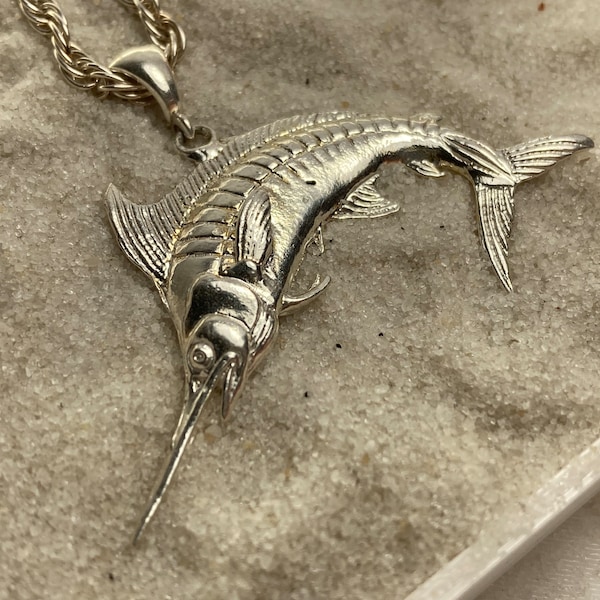 Marlin Pendant One-Sided Sterling Silver