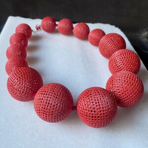 Red Purple big bead necklace, 
big bold necklace,
iris apfel jewelry, 
 oversized beads,
 huge beads necklace,
 Gigantic beads