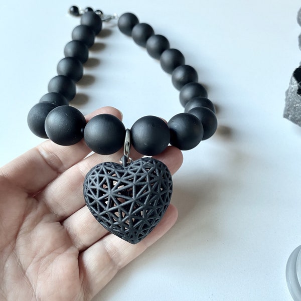 Maximalist Jewelry Iris Apfel Inspired Chunky Necklace in Matte Black