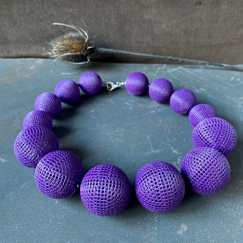 Purple big bead necklace, 
big bold necklace,
iris apfel jewelry, 
 oversized beads,
 huge beads necklace,
 Gigantic beads