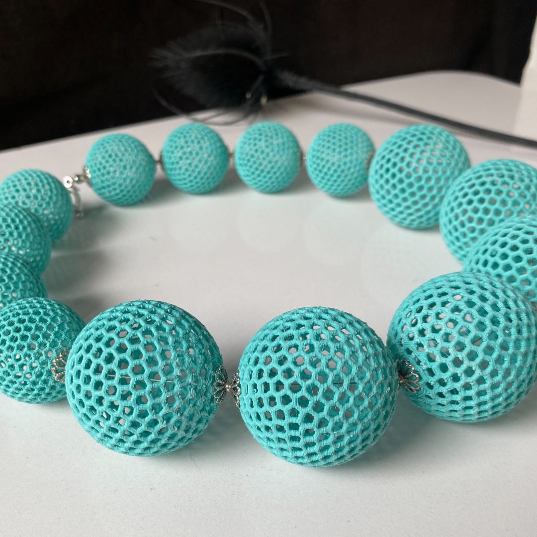Giant Bead Necklace, Chunky Statement Necklace, 3D Printed Jewelry
