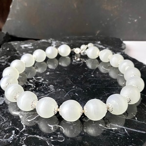 Chunky Bead Statement Necklace, 3d Printed White Resin Bead Necklace, Mid Century Modern Faux Pearl Choker