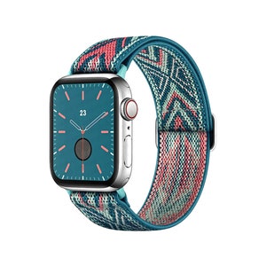 Elastic Adjustable Polyester Apple Watch Band, iWatch series 3 4 5 6 se 7,