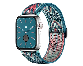 Elastic Adjustable Polyester Apple Watch Band, iWatch series 3 4 5 6 se 7,
