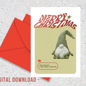 Cartão de Natal Elf - Cartão para impressão / Download instantâneo PDF / Modelo de cartão de Natal