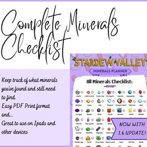 All Minerals Checklist | Digital Download | PDF Print