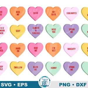Pacote Candy Heart Sayings para adultos e classificação G • Pacote Candy Heart Conversations para adultos e classificação G • Arquivo de corte digital