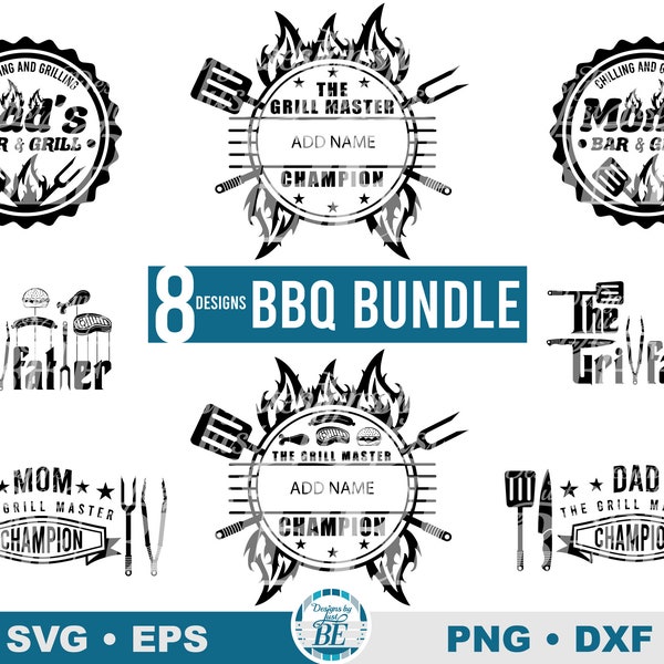BBQ SVG, Grilling SVG, Grill Master, Dad's Bar and Grill svg, Mom’s Bar and Grill svg, Custom Text Name, Grilling, Chillin and Grillin svg