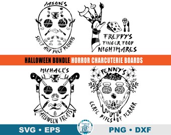 Paquete SVG de tabla de charcutería de terror, archivos de corte de personajes de Halloween (descarga digital)