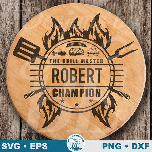 The Grill Master Champion • Custom Text Name • Grilling SVG • BBQ SVG • Grilling • Grill Master • Vector Clipart • Instant Download