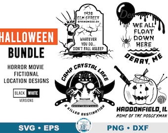 Paquete SVG de ubicaciones de películas de terror de Halloween (descarga digital)