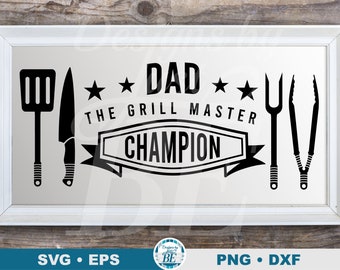 Papá, el campeón de la parrilla SVG • Clipart de barbacoa (descarga instantánea)
