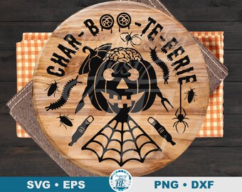 Tabla Char-boo-te-eerie SVG • Archivo de corte de charcutería de Halloween (descarga digital)