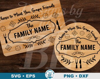 Tabla de charcutería personalizada SVG • Diseño de tabla de cortar personalizada (descarga digital)