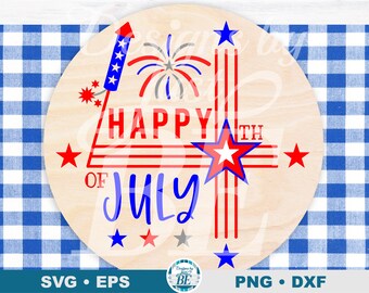 Feliz 4 de julio SVG, Fuegos artificiales, Día de la Independencia (Archivo de corte digital)