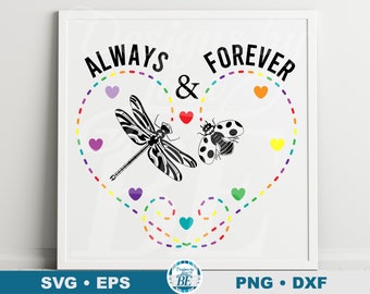 Orgullo de libélula y mariquita SVG • Siempre y para siempre (Descarga digital)