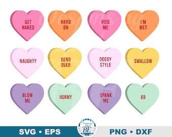 Frases de corazones de caramelo para adultos SVG • Conversaciones sensuales, archivo recortado (descarga digital)