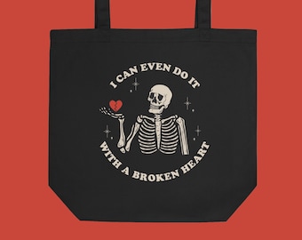 „Do It With A Broken Heart“-Einkaufstasche, Canvas-Einkaufstasche