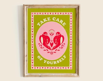 Take Care of Yourself Art Print, Illustrated Poster, Room Decor, Home Decor