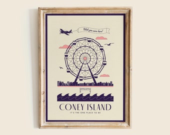Coney Island Art Print, Wall Art, Coney Island New York Poster